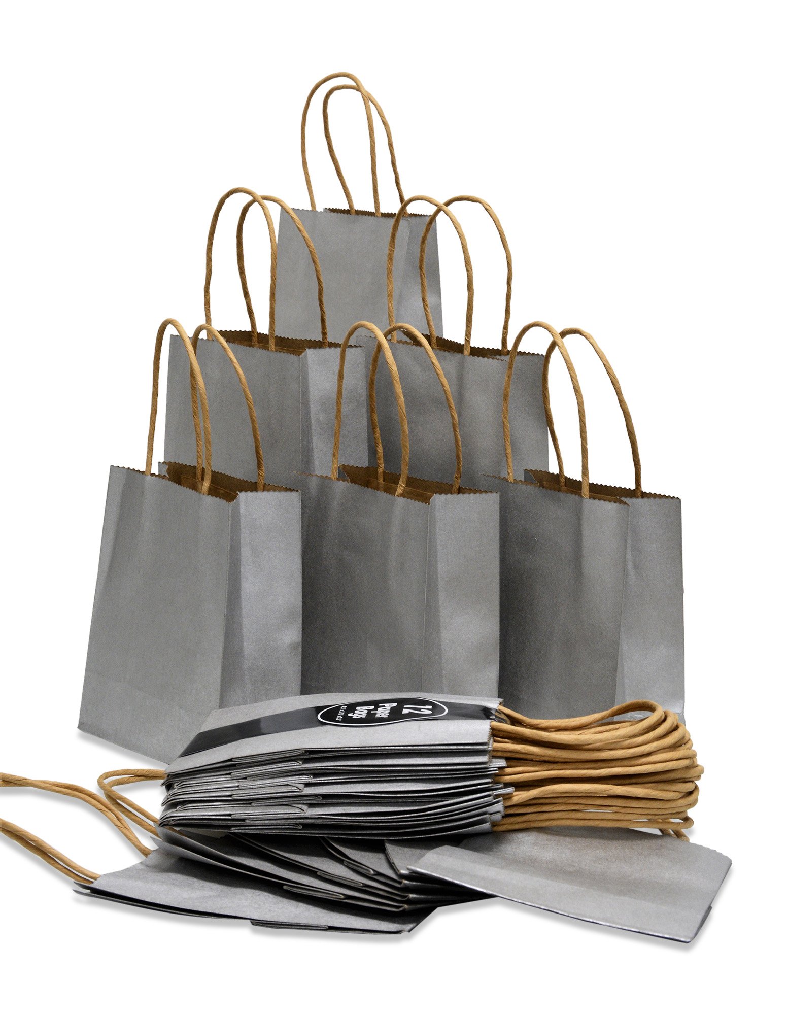 Kraft Gift Bags, Metallic colors, 24 extra Small solid bags