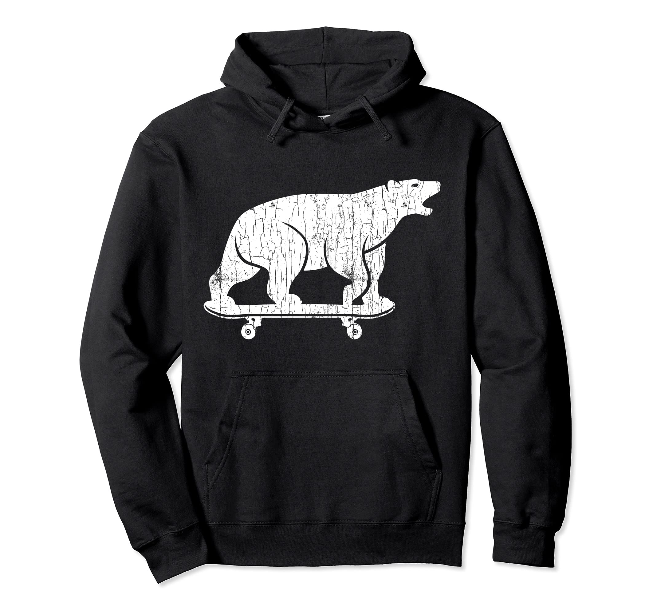 Polar Bear Funny Skateboard Graphic Pullover Hoodie