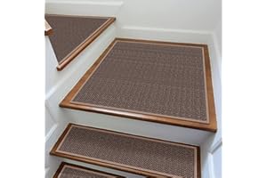 GOYLSER Rubber Stair Landing Rug, Indoor Stair Landing Mat for Wooden Steps, Non Slip Skid Resistant Stair Floor Mat, 31"x31" Rubber Backed Step Matching Mat, Light Brown