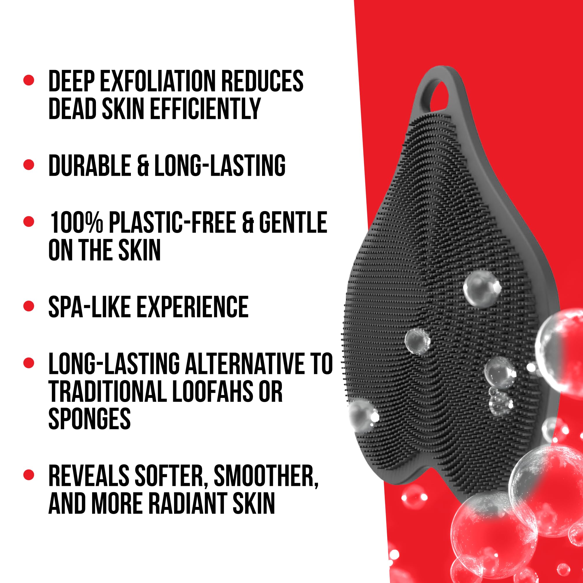 HAPPY NUTS Silicone Body Scrubber, Exfoliating Body Scrubber for Sensitive Skin, Sustainable Shower Scrubber for Body, Silicone Body Brush for Showering (1 Pack, Scrubber)