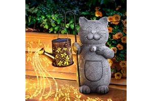 HINSHARK Stocking Stuffers Gifts for Women Solar Garden Cat Decor Outdoor Statues, Christmas Birthday Gifts for Women Mom Her Grandma, Anniversary Gardening Cat Lovers Gift, House Warming Gift New Home