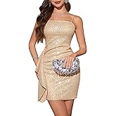 Dressystar Women's Sequin Sparkly Short Cocktail Dress Spaghetti Strap Glitter Bodycon Prom Homecoming Party Mini Dress