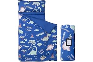 Morais Toddler Nap Mat with Removable Pillow and Blanket,Lightweight,Soft,Perfect for Kids Preschool, Daycare, Travel Sleeping Bag Boys and Girls