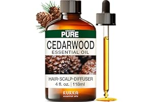 KUKKA ESSENTIAL OILS Kukka Cedarwood Essential Oil for Hair Skin & Diffuser - 4 Fl Oz - Cedarwood Oil for Hair Aromatherapy, DIY Soap Making Scents
