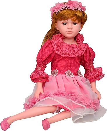 Toyshine 18 Inches Princess Rhymes Singing Boy Doll, Touch Sensors, Dark Pink