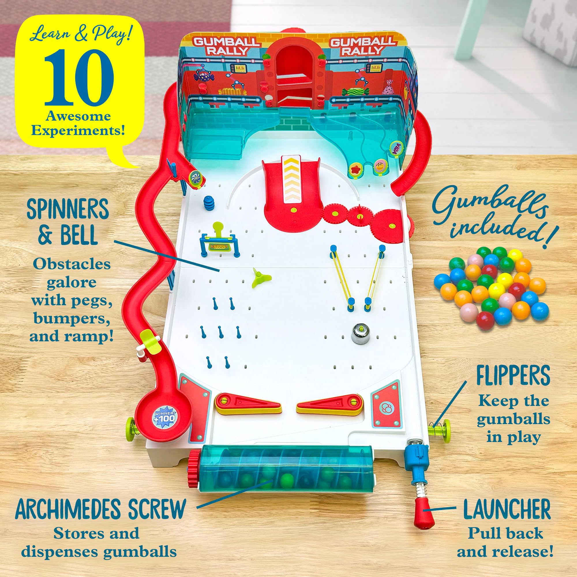 Thames & Kosmos Pinball Machine Maker STEM Experiment Kit Toy of the Year Finalist - Build a Reconfigurable Pinball Machine, Explore Physics, Force, Motion, Gravity, Simple Machines, Gumballs Included