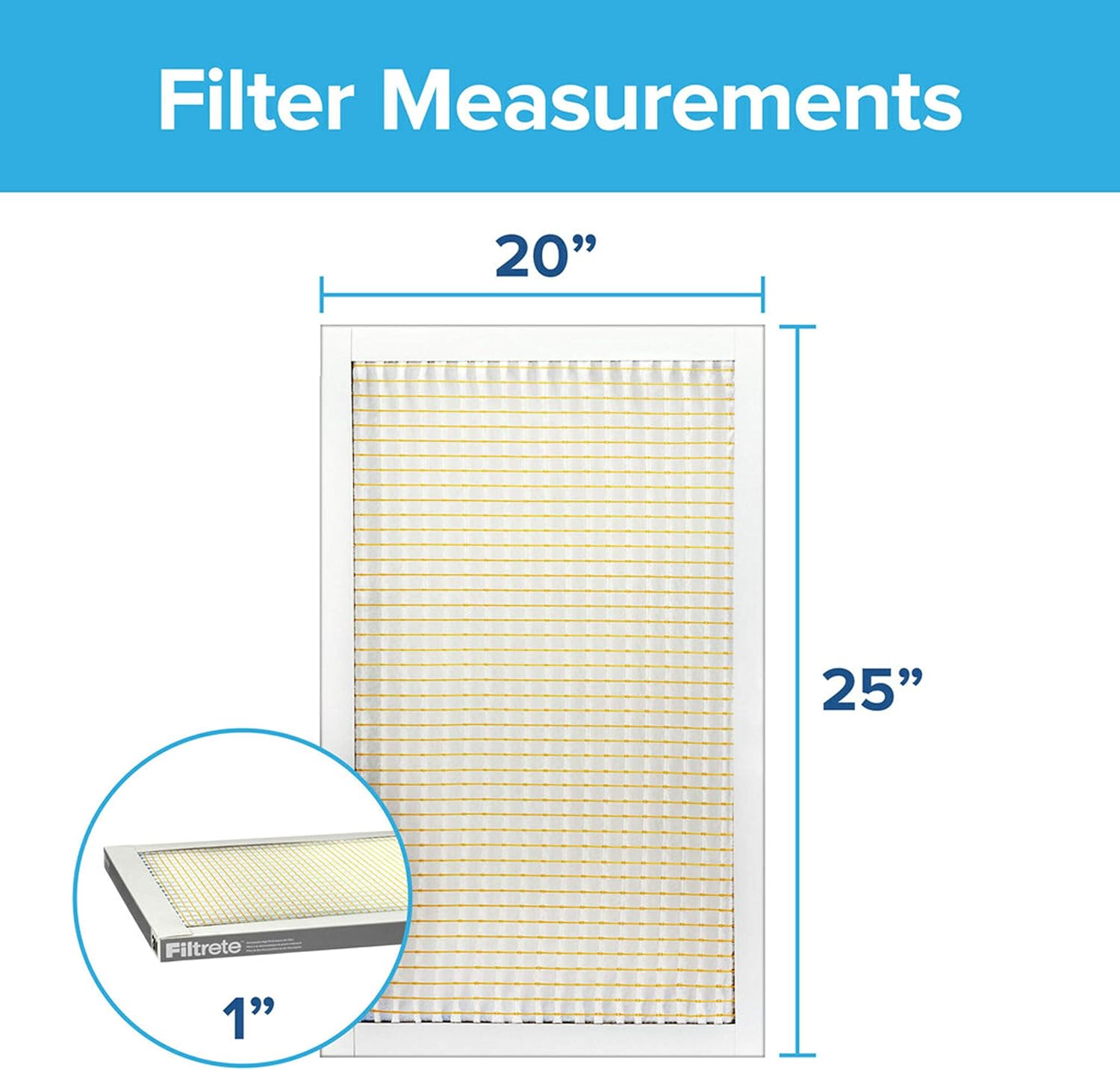 Filtrete 20x25x1, AC Furnace Air Filter, MPR 300, Clean Living Basic Dust, 6-Pack (exact dimensions 19.69 x 24.69 x 0.81): Home Improvement