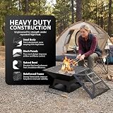 ZENO Square Fire Pit 3 in 1 BBQ Grill Patio Heater Mesh Lid Log Poker view 4