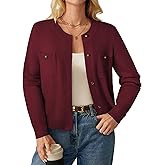 GRACE KARIN Women 2025 Tweed Cardigan Sweaters, Casual Lightweight Cropped Cardigan, Early Fall Fashion Knit Blazer Outfits