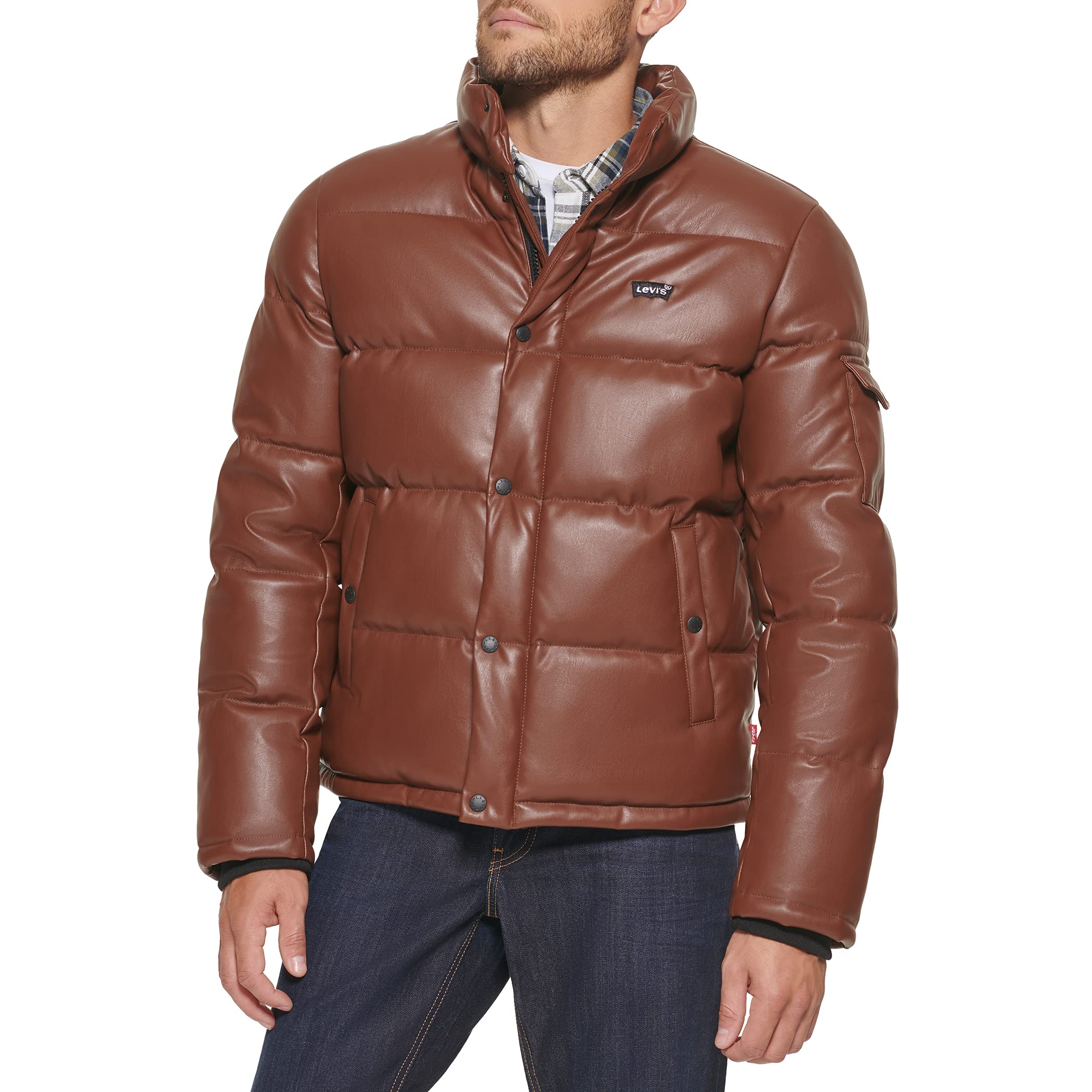Levi's Men's Bubble Puffer, Saddle Faux