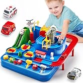 hahaland Toys for 3 Year Old Boys - Large Car Race Track for Toddlers 3-5 | Stocking Stuffers Kids Gifts Christmas City Rescue Toy Montessori STEM Toys 3 4 Year Old Boy Birthday Gift, Vehicle Playset