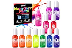 VIVIDYE Neon Pigment Dye for Adult Hobby - 12x10g Concentrated Resin Pigment Paste for Epoxy Resin, Nail Art, Painting, Candle, Soap Making, Neon Dye for Decoration, Jewelry, DIY Crafts, Highly Pigmented
