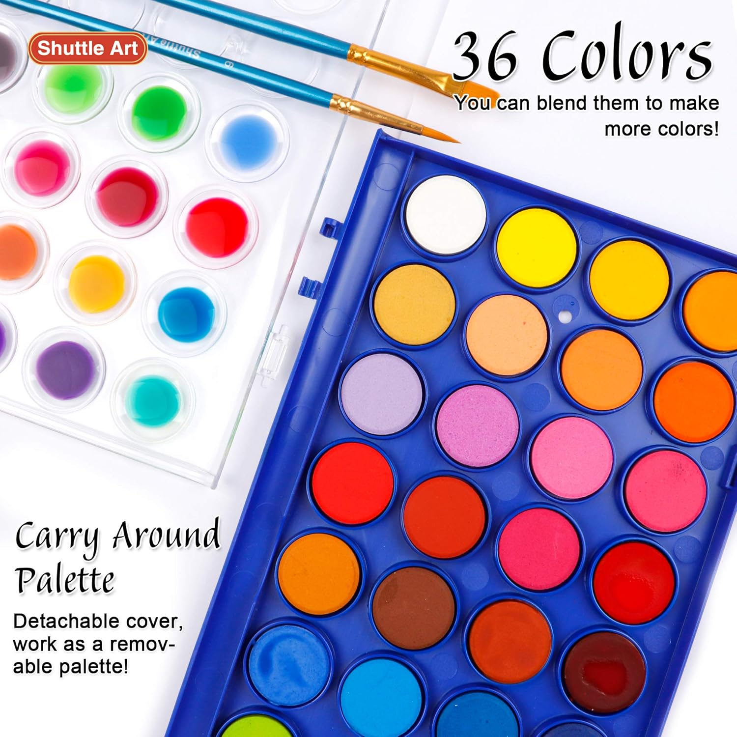 43 Pack Watercolor Paint Set, Shuttle Art 36 Colors Watercolor Paint
