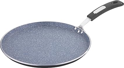Vinod Cookware Aluminium Zest Marbilo Dosa Tawa, 28cm, Black