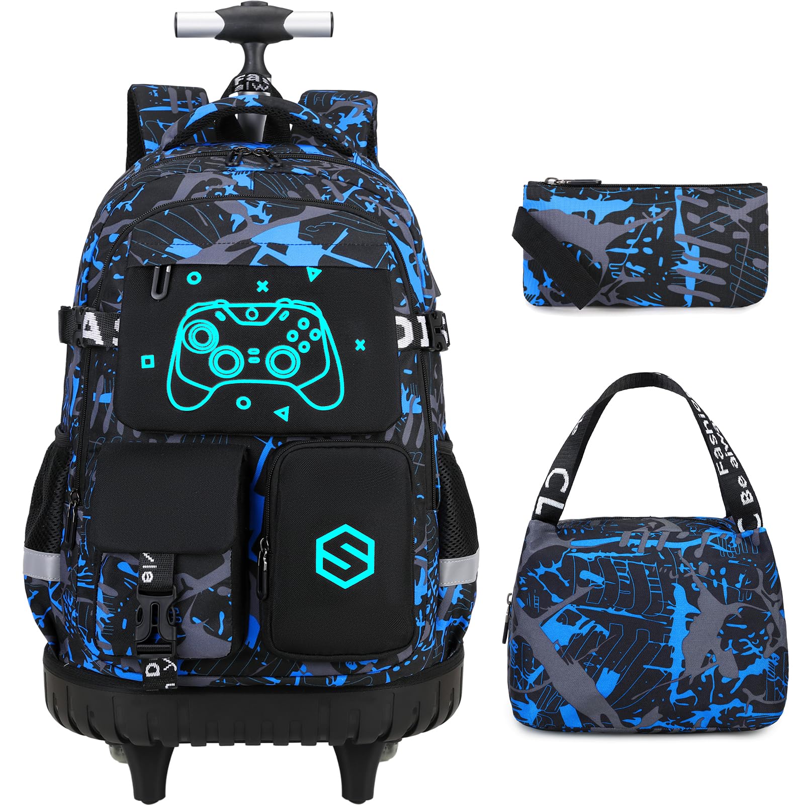 Photo 1 of ***USED***Scothen Rolling Backpack for Boys, Cool Luminous Gamer Roller School Backpacks for Boys with Lunch Bag and Pencil Pouch, Kids Backpack Bookbag with Wheels for Kindergarten Elementary Middle School
