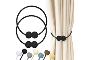 Hion Magnetic Curtain Tiebacks Black 2pcs, Curtain Tiebacks Buckles Holdbacks Holders Hooks Clip for Home Outdoor Bedroom Office Decorative Curtain
