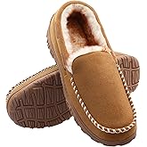 Vonair Mens Moccasin Slippers Indoor Outdoor Slip on Warm House Shoes Breathable Moccasins for Men