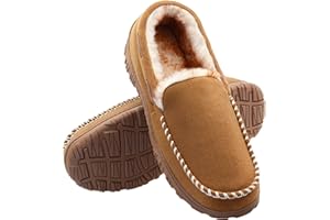 Vonair Mens Moccasin Slippers Indoor Outdoor Slip on Warm House Shoes Breathable Moccasins for Men