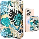 Shorogyt Compatible with Magsafe Wallet Magnetic Card Holder - Leaf Phone Wallets for Women Teen Girls Cute for iPhone 17/16/15/14/13/12 Series Slim for Apple Mag RFID Magnet Fit 3 Cards