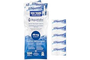 Aquatabs 49mg Water Treatment Tablets for 1L, 100-Tabs Value Pack (Plain Label) - Emergency Preparedness & Survival - Iodine 