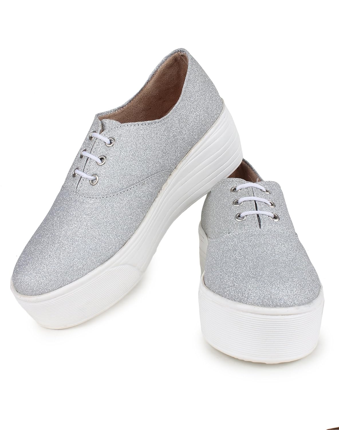zapatoz womens fabric silver color casual shoe
