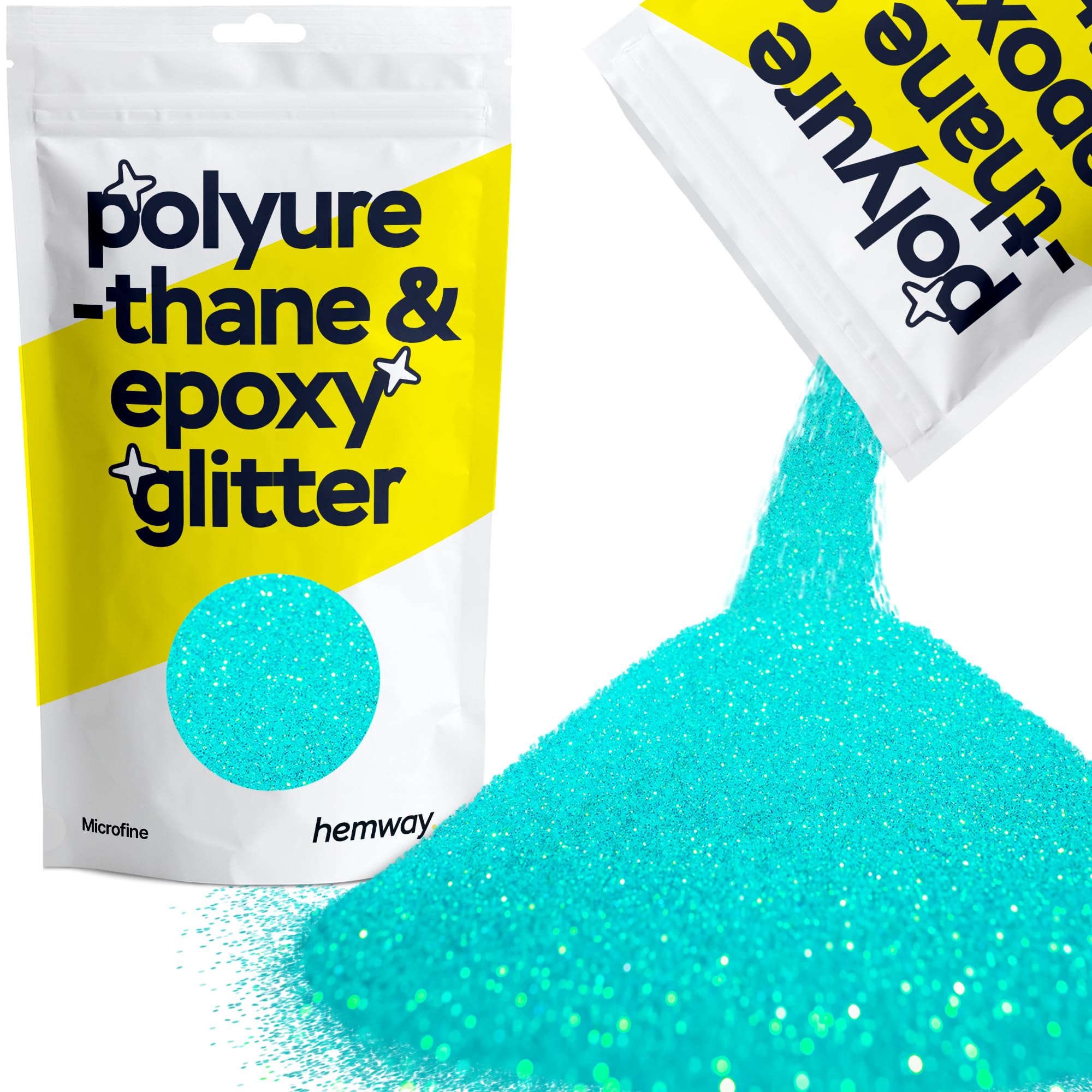 Hemway Resin Glitter Fluorescent Blue 100g Microfine | Polyurethane & Epoxy Glitter for Resin Crafts, Tumblers, Coasters, Floor & Table Art