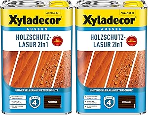 Xyladecor Holzschutz-Lasur 2in1, Universeller Allwetter-Schutz – Der Klassiker, Palisander, 4 l (Packung mit 2)