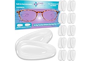 GMS Optical 3.2mm Extra-Thick / 15mm Medium-Length - Adhesive Air Bag Teardrop Anti-Slip Silicone Nose Pad - Anti-Slip for Glasses, Eyeglasses, Sunglasses (5 Pair-2 Pack)(10 Pair Total)(Clear)
