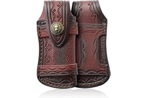 Omesio Pocket Knife Sheath (M), 4.53" Folding Knife Sheath for Folding Knife, Leather Knife Sheath Case, Horizontal Knife Holder Sheath for Belt