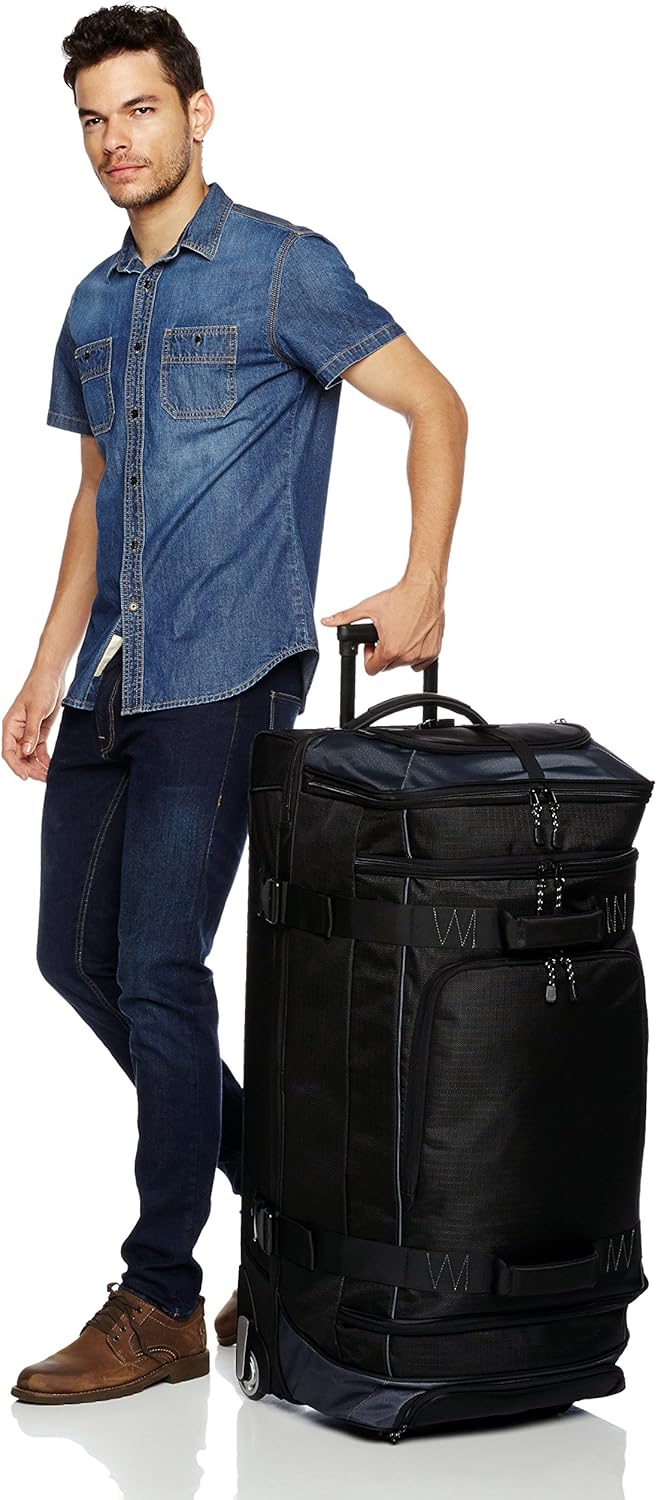  | Basics Ripstop Rolling Travel Luggage Duffle Bag With Wheels - 37.5 Inch, Black | Travel Duffels