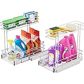 STORKING Under Sink Organizer 9" W X17 D, Pull Out Cabinet Organizer 2 Tier, Under Sink Slide Out Chrome Plated, Under Kitchen Bathroom Sink Organizer, Pantry Cabinet Closet Organization Rack, 2 Pack