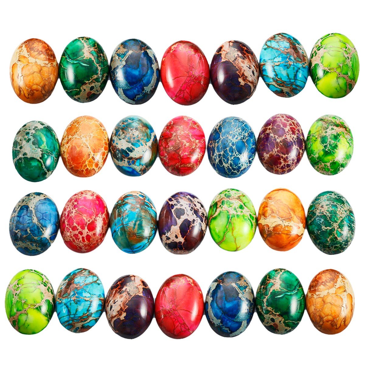 rockcloud Oval Cabochon Flatback Semi-precious Stones Sea Sediment Jasper for Jewelry Making