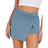 Lianlive Women's Mini Skirt High Waist Casual Split Hem Black Skort Athletic Tennis Bodycon Skirts with Inner Shorts