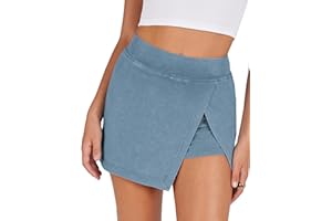 Lianlive Women's Mini Skirt High Waist Casual Split Hem Black Skort Athletic Tennis Bodycon Skirts with Inner Shorts