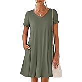 ANRABESS Women's Summer T Shirt Dress Casual V Neck Short Sleeve Floral Boho Flowy Mini Dresses 2026 Beach Vacation Clothes