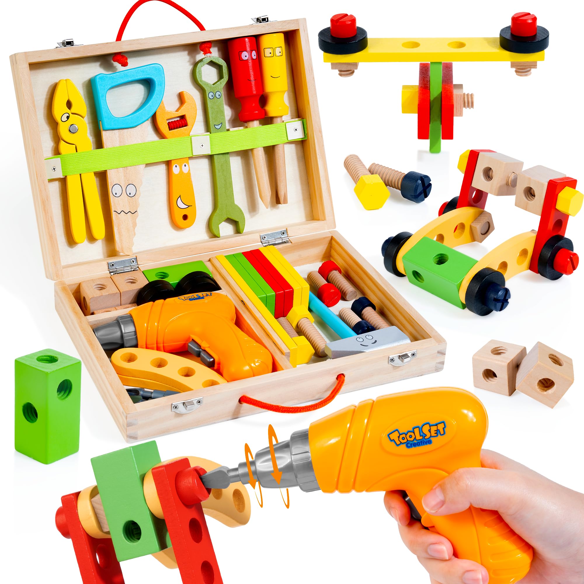 KIDWILL Kids Tool Set With Electric Drill DIY Stickers Toddler Tool KIDWILL Kids Tool Set With Electric Drill DIY Stickers Toddler Tool
