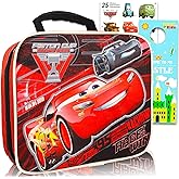 Disney Cars Lunch Box for Boys Kids Bundle ~ Premium 2-Sided Insulated Lightning McQueen Lunch Bag and More (Disney Cars School Supplies)