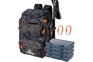 MAGIKERATION Fishing Backpack with Rod Holders,900D Oxford Water-Resistant Fishing Gear,42L Large Storage Tackle Bag for Men