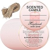 Candle Hang Tags Handmade with Love Scented Candle Labels - Pink Scented Candle Packaging Tag Warning Labels for Candle Making Handmade Gifts, and Party Favors 100 Pack