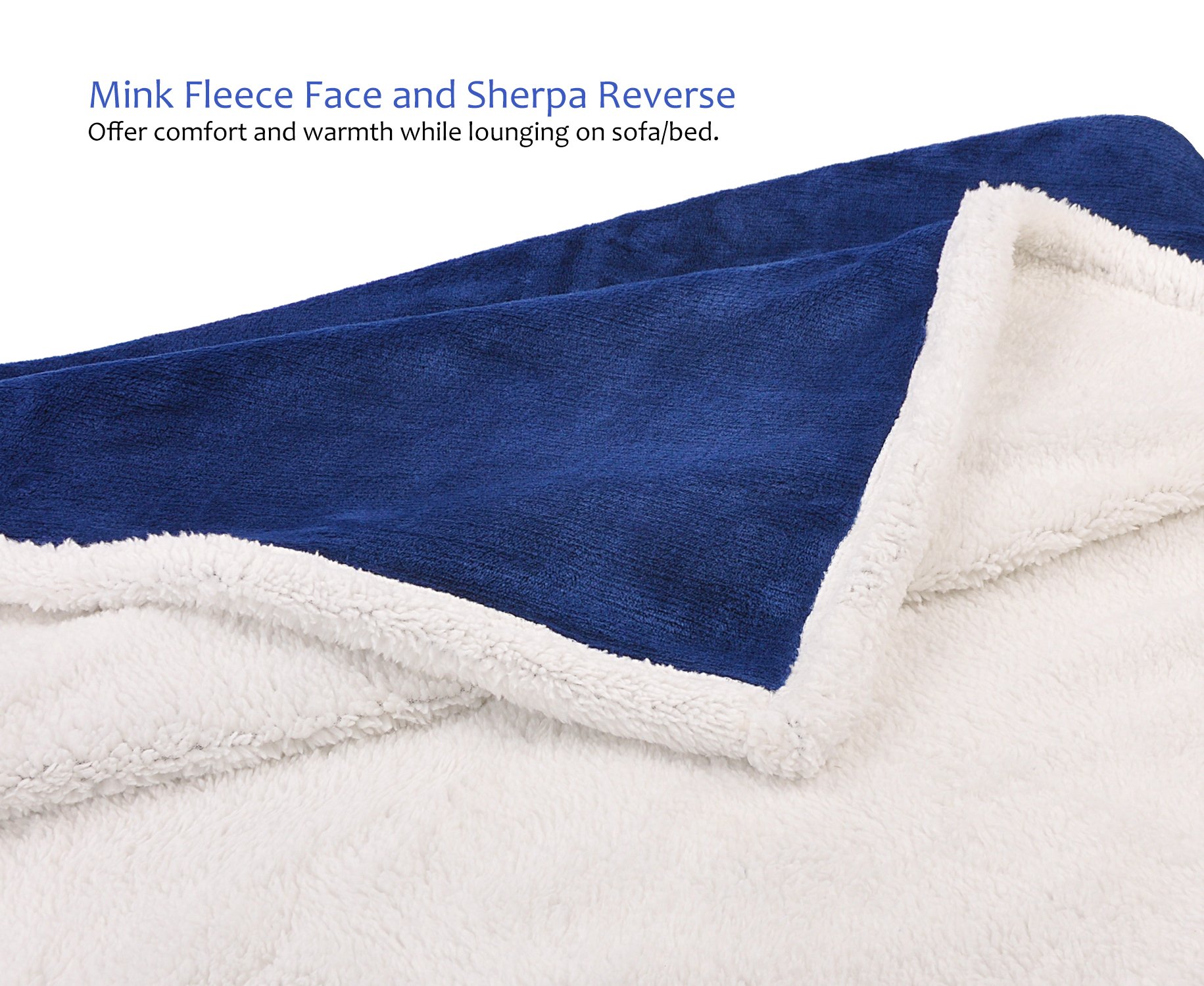 Mink Fleece Blanket, Reversible Sherpa Throw Large for Sofa Bed, Super Soft All Season Comfort Caring Gift, 127cm x 152cm (50\