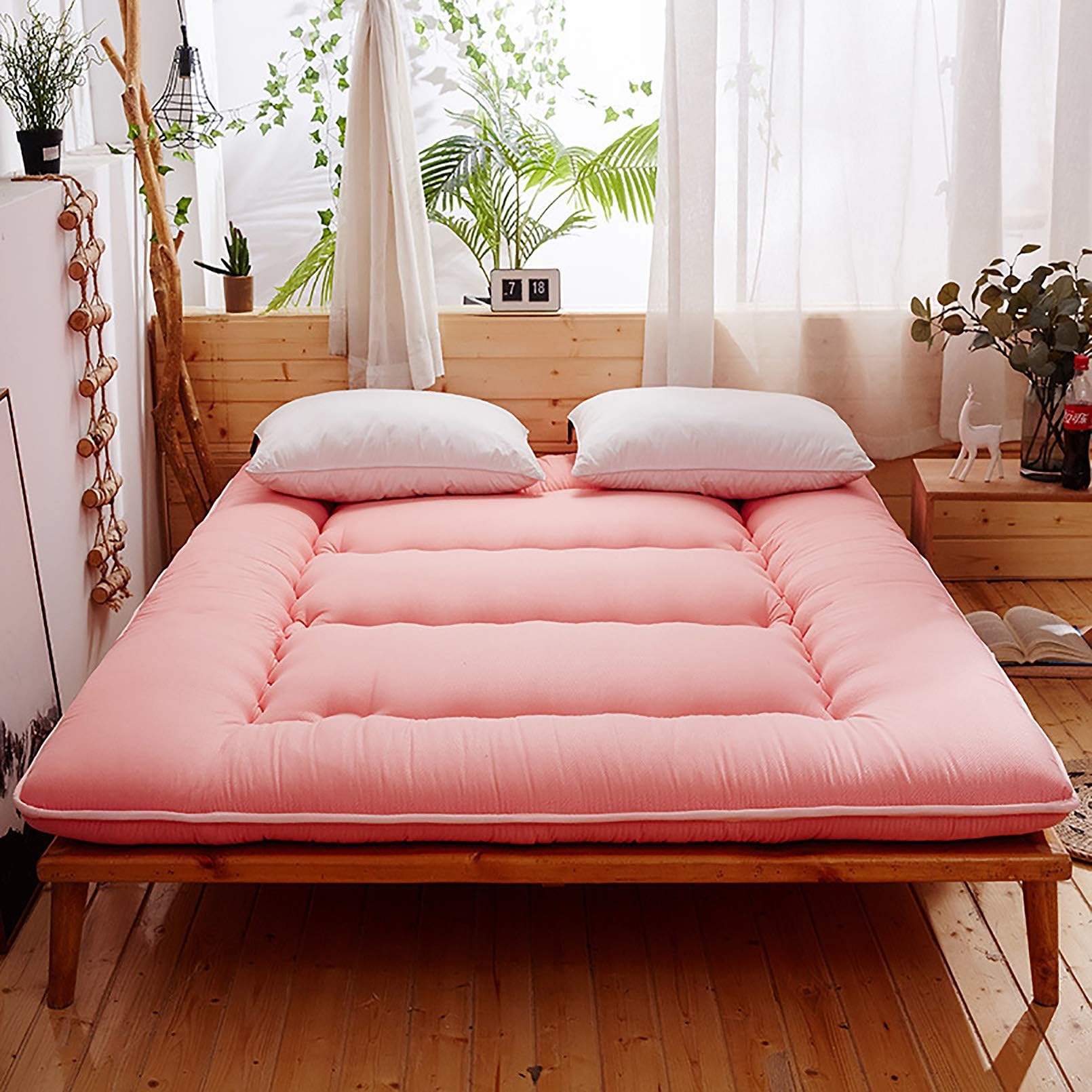Traditional Japanese Quilting Futon mattresses, Thicken Tatami Mattress Foldable Floor mat, Four Seasons Available Mattress pad-B Full