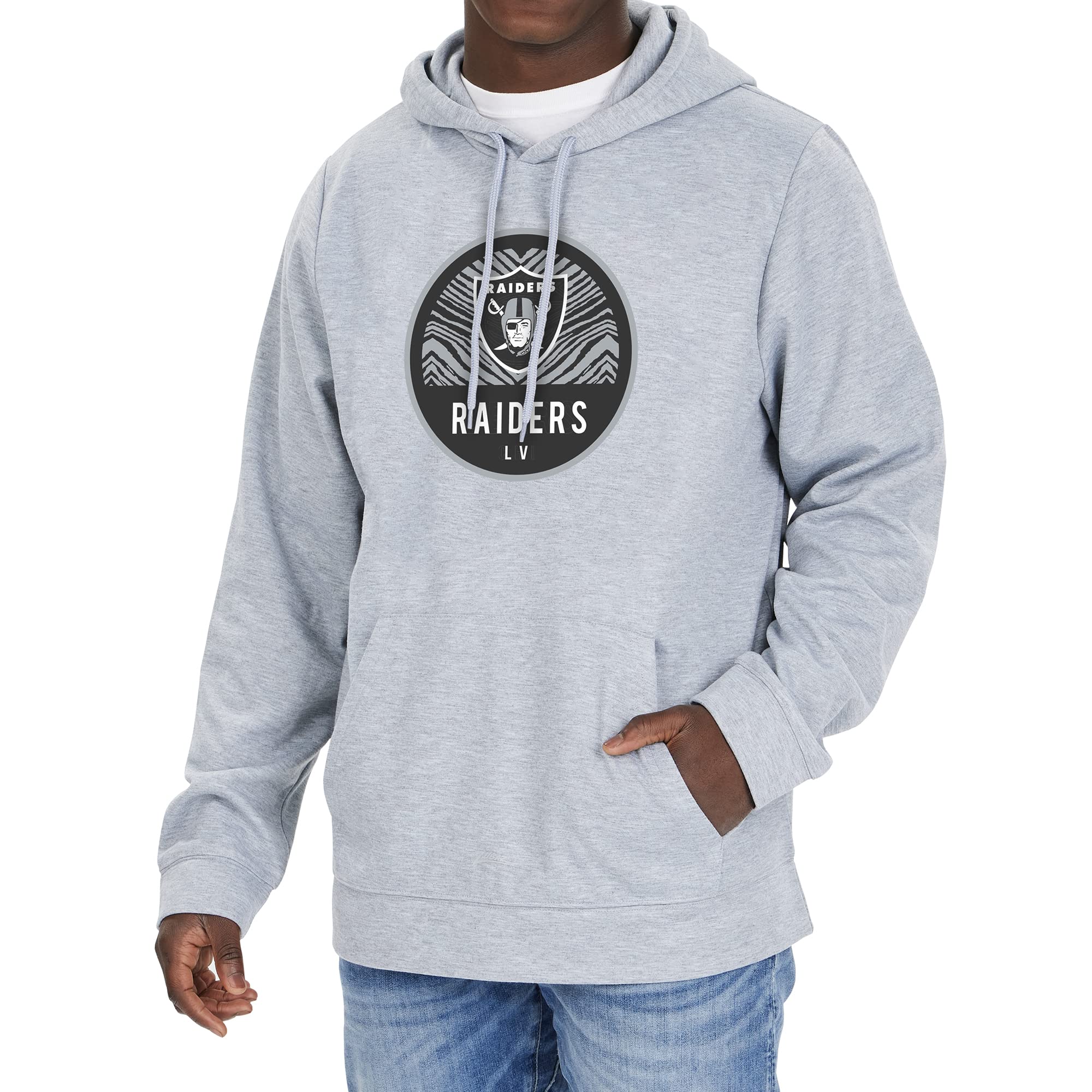Zubaz Men's Nfl Oakland Raiders Team Graphic Gray Hoodie, Xl sports fan sweatshirts, Team Color, XL UK