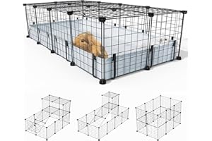 BUCATSTATE 20 Panels Guinea Pigs Cages, Small Animal Playpen with Waterproof Mat, 47" L*24" W*12" H Metal Hedgehog Enclosure with Door, C&C Cage for Bunny Rabbit Chinchillas
