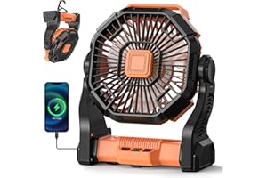 Doviluxe Camping Fan Battery Powered -20000mAh Portable Rechargeable Fans Light, Battery Operated Fan for Camping Hook 4 Speed Quiet Cordless USB Personal Cooling for Desk Home Beach Tent BBQ