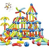 Toddler Magnetic Blocks Building Toys, Kids Montessori Toys for 3 4 5+ Year Old Girls Boys, Educational Magnetic Sticks and Balls Learning Stem Preschool Toys, Construction Sensory Toys Birthday Gifts