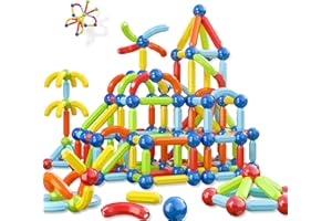 BIGSHU Toddler Magnetic Blocks Building Toys, Kids Montessori Toys for 3 4 5+ Year Old Girls Boys, Educational Magnetic Sticks and Balls Learning Stem Preschool Toys, Construction Sensory Toys Birthday Gifts