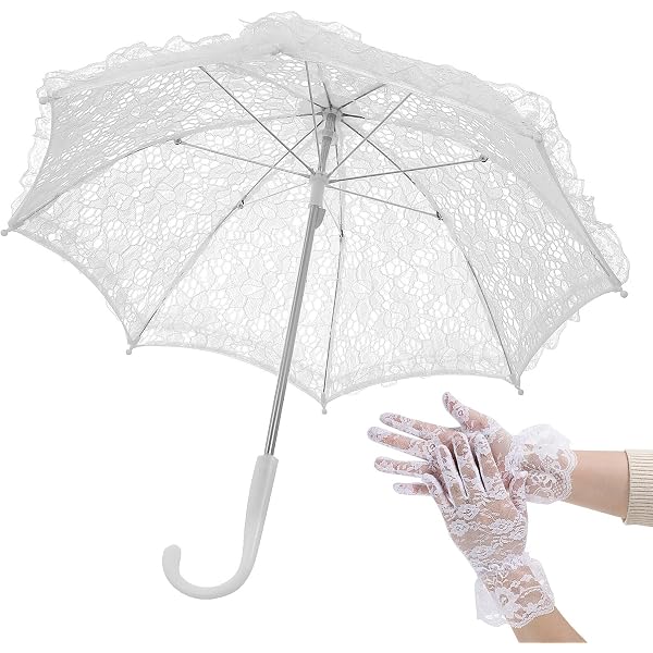 White Lace Parasol Oriental Umbrella Japanese Umbrella