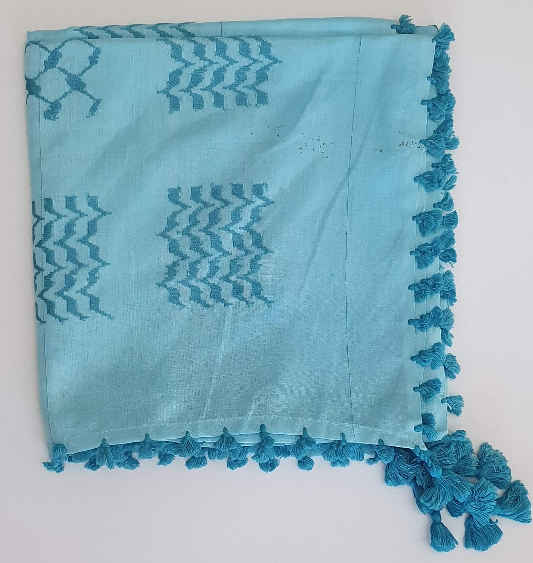 Light Blue Arab Shemagh Head Scarf Neck Wrap Authentic 100% Cottton Minor Defects