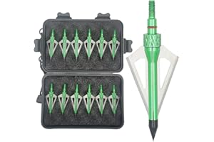 LeeMui Hunting Broadheads 12PK 100 Grains Screw-in Arrow Archery 3 Blades Hunting Heads Arrow Tips Compatible with Crossbow and Compound Bow + 1 PK Broadhead Storage Case