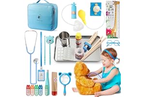 Aanxufa Realistic Doctor Kit for Kids, Educational Pretend Play Medical Toys with Real Stethoscope & Washable Medical Bag, Overcome Fear of Medical Treatment Toys for Kids Ages 3+